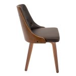 Gianna Walnut Wood Brown Faux Leather Mid-Century Modern Chairs (Set of 2)