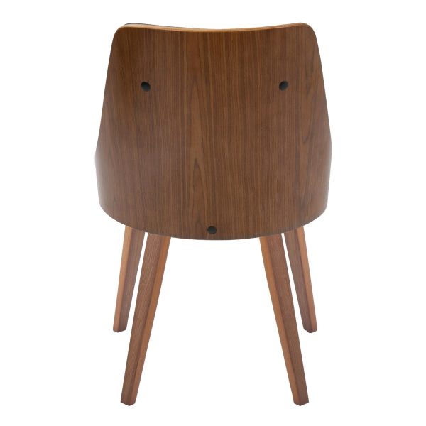 Gianna Walnut Wood Brown Faux Leather Mid Century Modern Chairs Set of 2 5