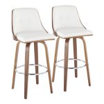 Gianna Walnut Wood White Faux Leather Mid-Century Barstool (Set of 2) 11 Gianna Walnut Wood White Faux Leather Mid-Century Barstool (Set of 2)
