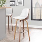 Gianna Walnut Wood White Faux Leather Mid-Century Barstool (Set of 2) 10 Gianna Walnut Wood White Faux Leather Mid-Century Barstool (Set of 2)