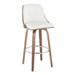 Gianna Walnut Wood White Faux Leather Mid-Century Barstool (Set of 2) 12 Gianna Walnut Wood White Faux Leather Mid-Century Barstool (Set of 2)