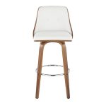 Gianna Walnut Wood White Faux Leather Mid-Century Barstool (Set of 2) 16 Gianna Walnut Wood White Faux Leather Mid-Century Barstool (Set of 2)