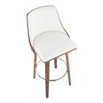 Gianna Walnut Wood White Faux Leather Mid-Century Barstool (Set of 2) 17 Gianna Walnut Wood White Faux Leather Mid-Century Barstool (Set of 2)