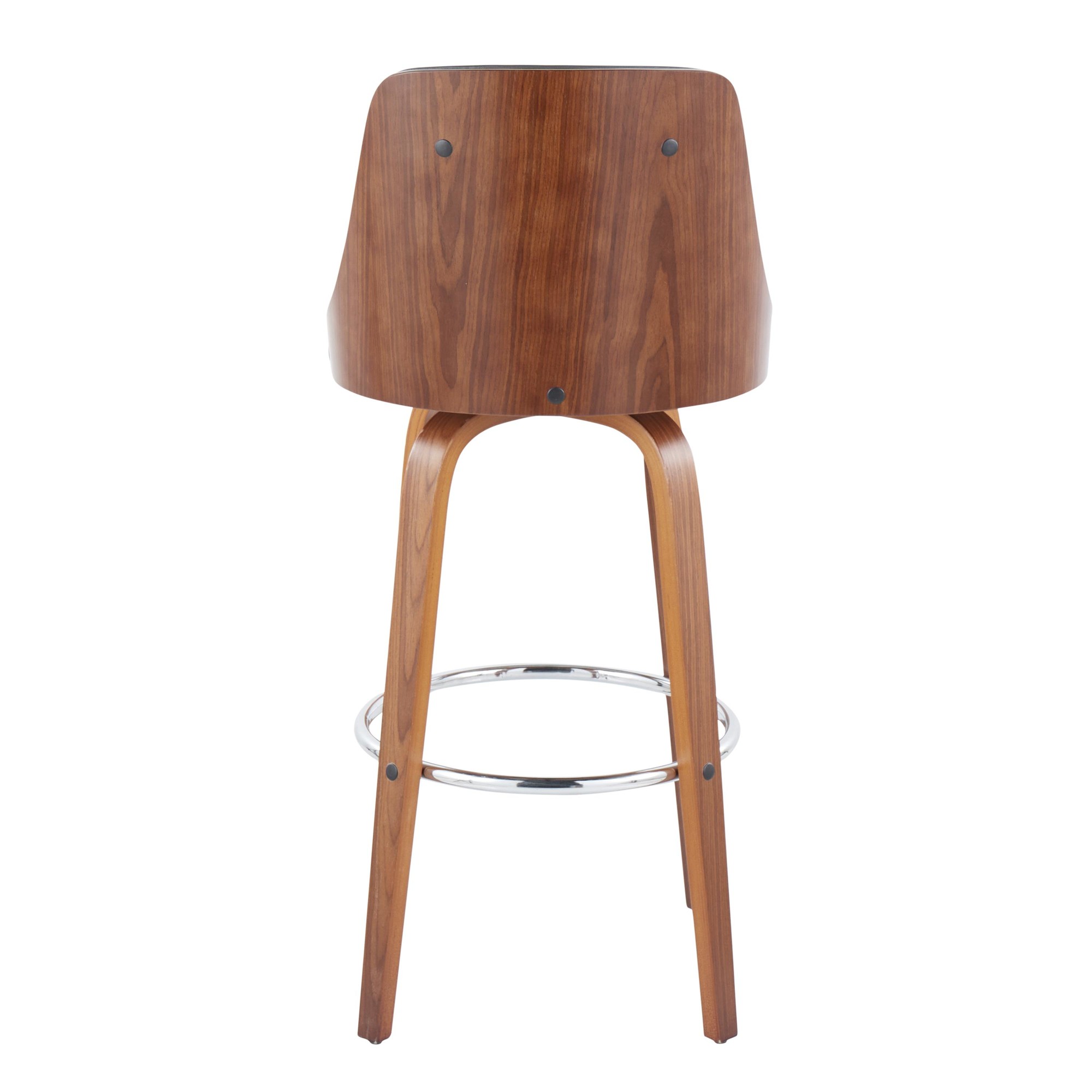 Gianna Walnut and Grey Faux Leather Swivel Barstools (Set of 2) 6 Gianna Walnut and Grey Faux Leather Swivel Barstools (Set of 2) - Image 6