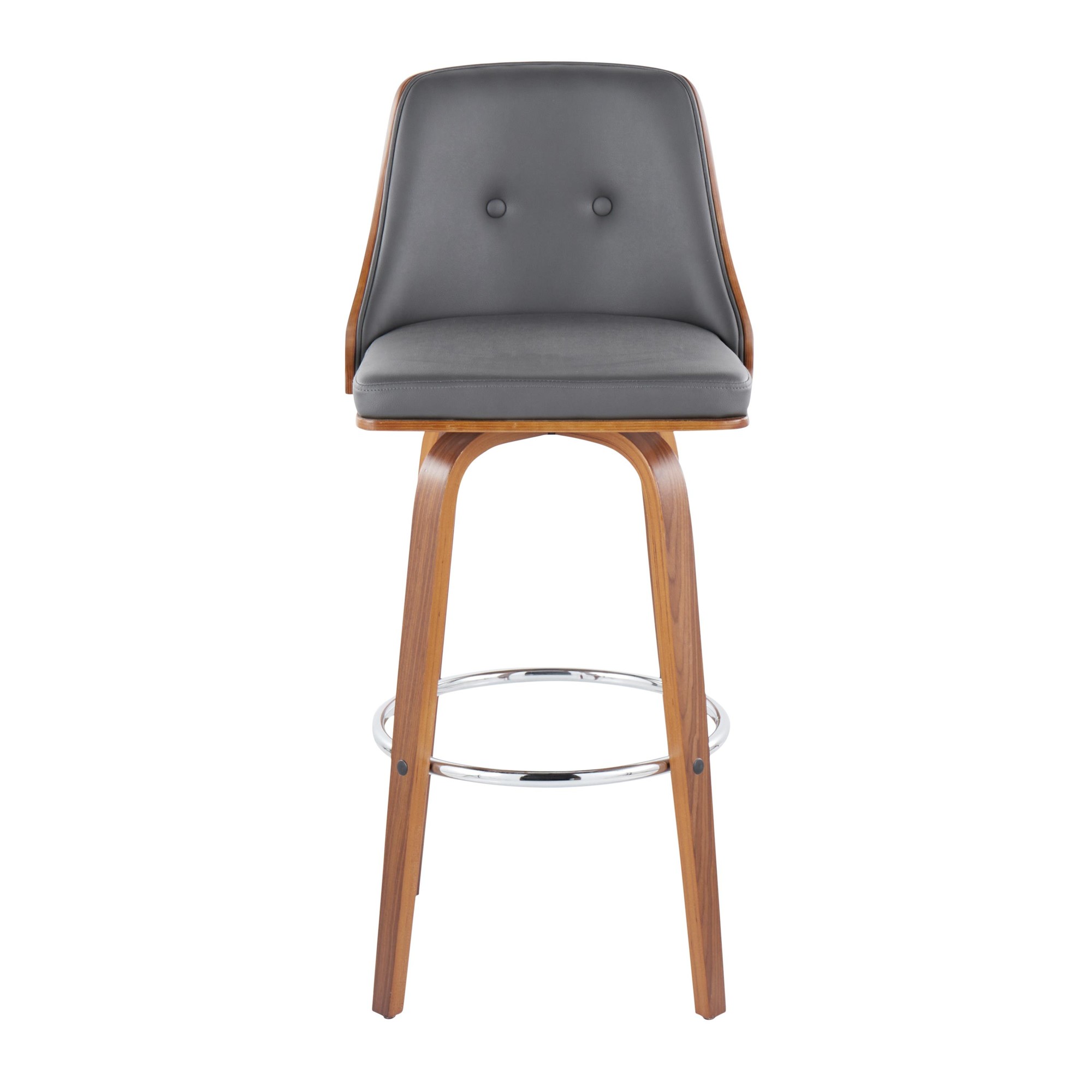 Gianna Walnut and Grey Faux Leather Swivel Barstools (Set of 2) 7 Gianna Walnut and Grey Faux Leather Swivel Barstools (Set of 2) - Image 7