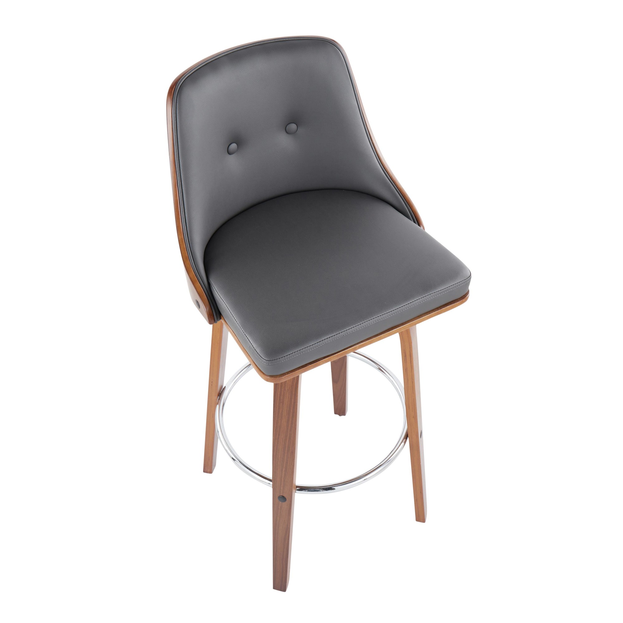 Gianna Walnut and Grey Faux Leather Swivel Barstools (Set of 2) 8 Gianna Walnut and Grey Faux Leather Swivel Barstools (Set of 2) - Image 8