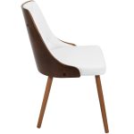 Gianna Walnut and White Faux Leather Mid-Century Modern Chair 26 Gianna Walnut and White Faux Leather Mid-Century Modern Chair