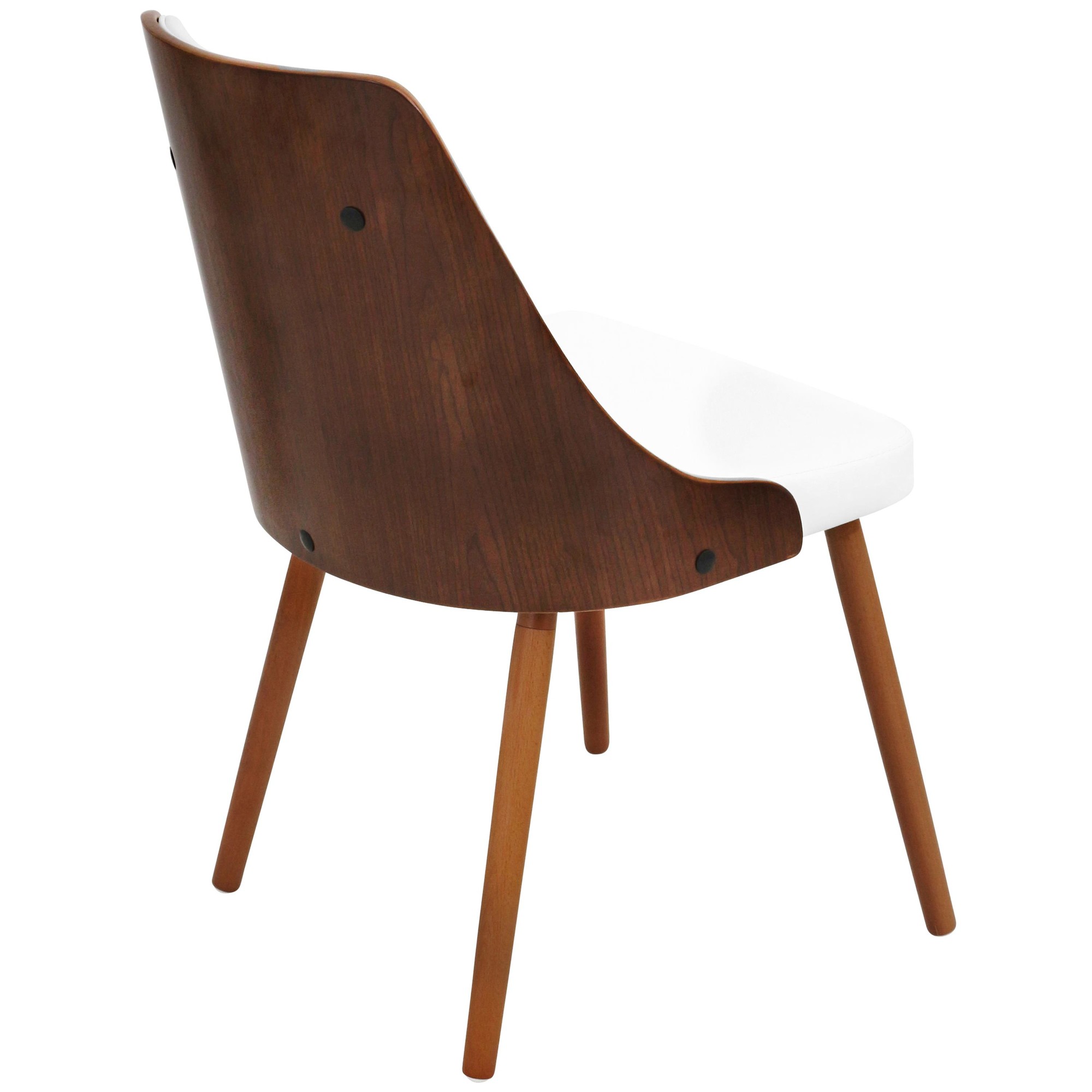 Gianna Walnut and White Faux Leather Mid-Century Modern Chair 11 Gianna Walnut and White Faux Leather Mid-Century Modern Chair - Image 11