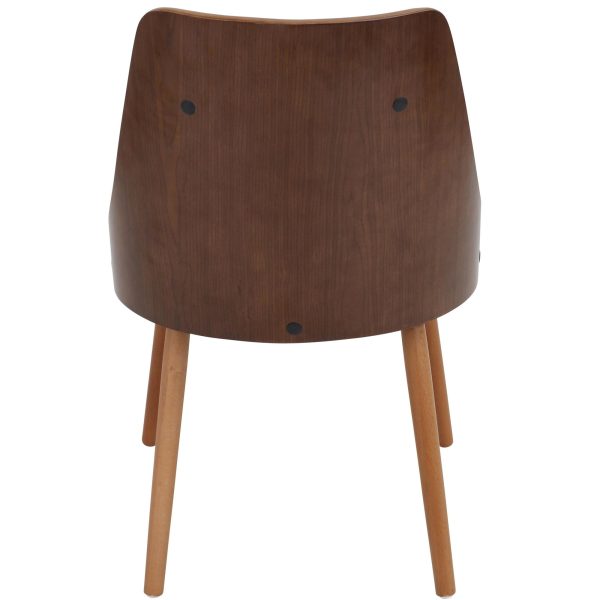 Gianna Walnut and White Faux Leather Mid Century Modern Chair 12