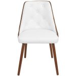 Gianna Walnut and White Faux Leather Mid-Century Modern Chair 29 Gianna Walnut and White Faux Leather Mid-Century Modern Chair