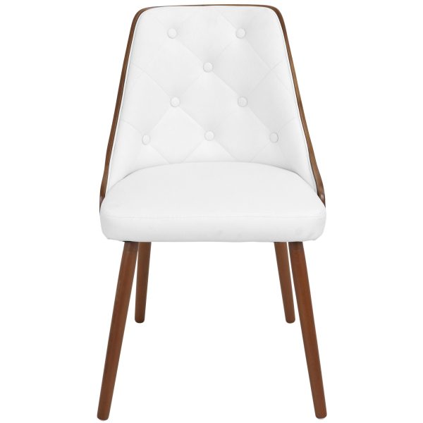 Gianna Walnut and White Faux Leather Mid Century Modern Chair 13