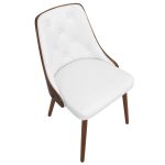 Gianna Walnut and White Faux Leather Mid-Century Modern Chair 30 Gianna Walnut and White Faux Leather Mid-Century Modern Chair