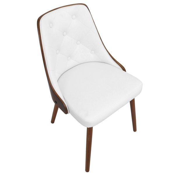 Gianna Walnut and White Faux Leather Mid Century Modern Chair 14