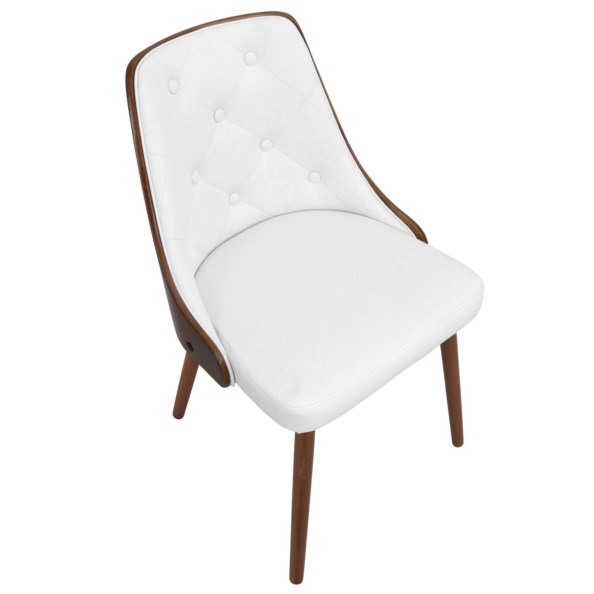 Gianna Walnut and White Faux Leather Mid-Century Modern Chair 14 Gianna Walnut and White Faux Leather Mid-Century Modern Chair - Image 14