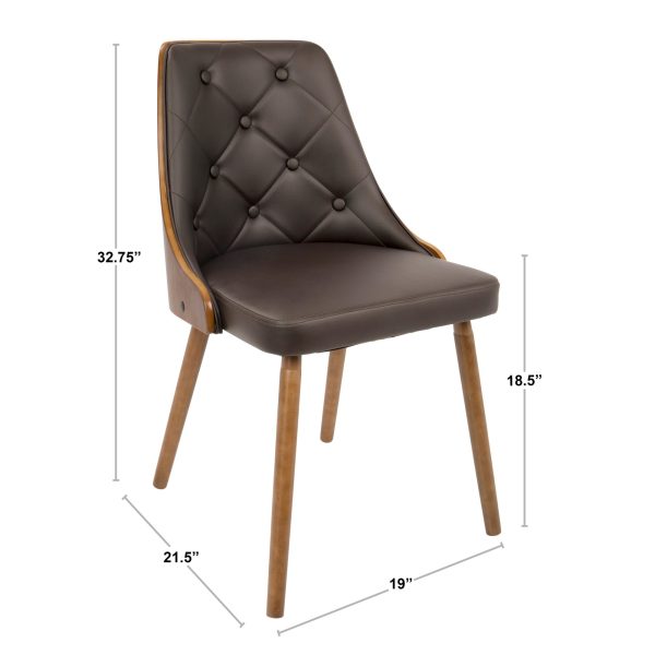 Gianna Walnut and White Faux Leather Mid Century Modern Chair 15