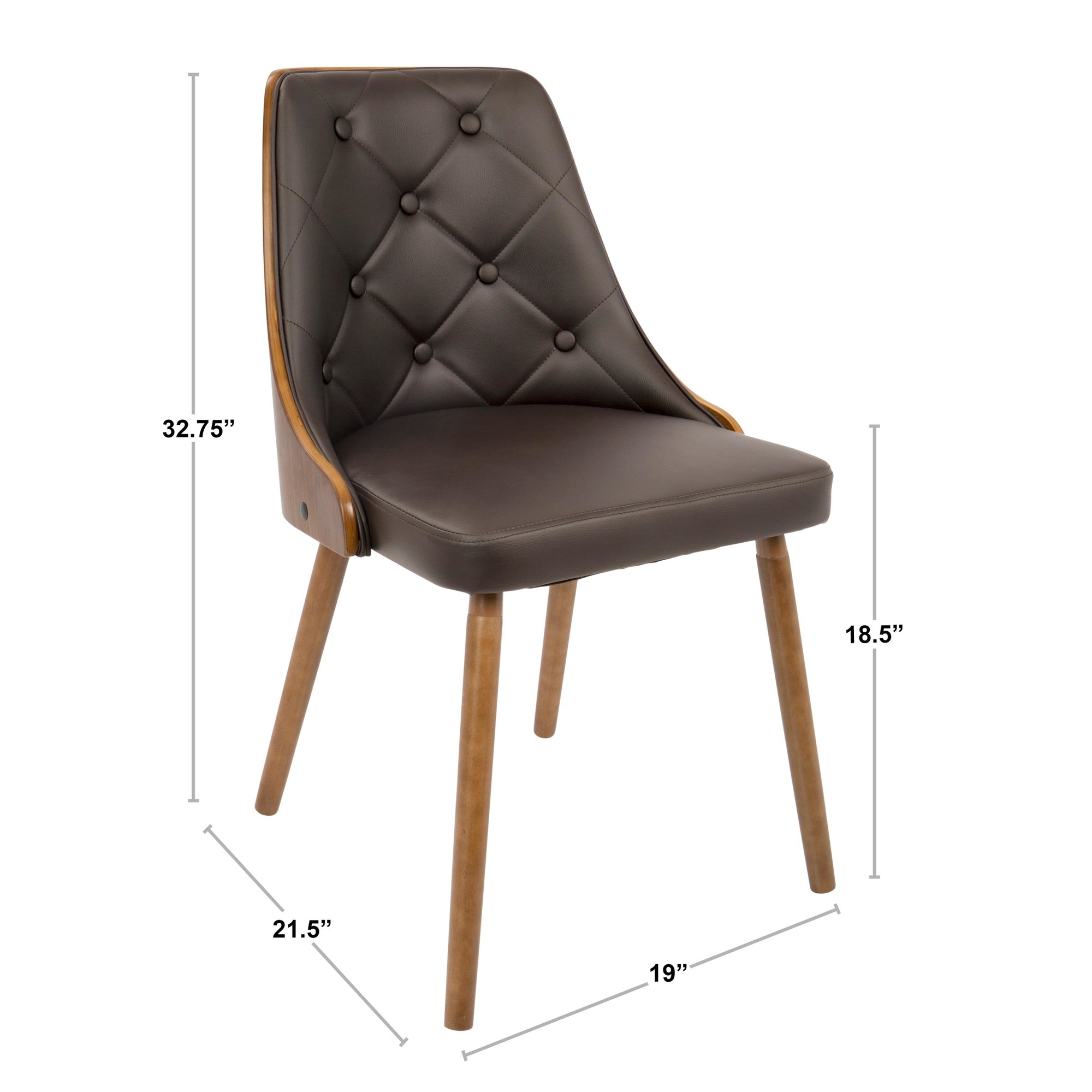 Gianna Walnut and White Faux Leather Mid-Century Modern Chair 15 Gianna Walnut and White Faux Leather Mid-Century Modern Chair - Image 15