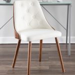 Gianna Walnut and White Faux Leather Mid-Century Modern Chair 19 Gianna Walnut and White Faux Leather Mid-Century Modern Chair