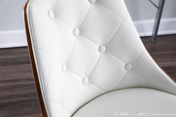 Gianna Walnut and White Faux Leather Mid Century Modern Chair 4