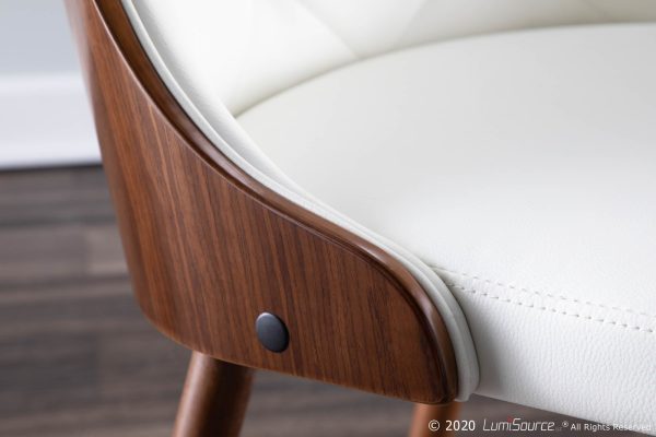Gianna Walnut and White Faux Leather Mid Century Modern Chair 5