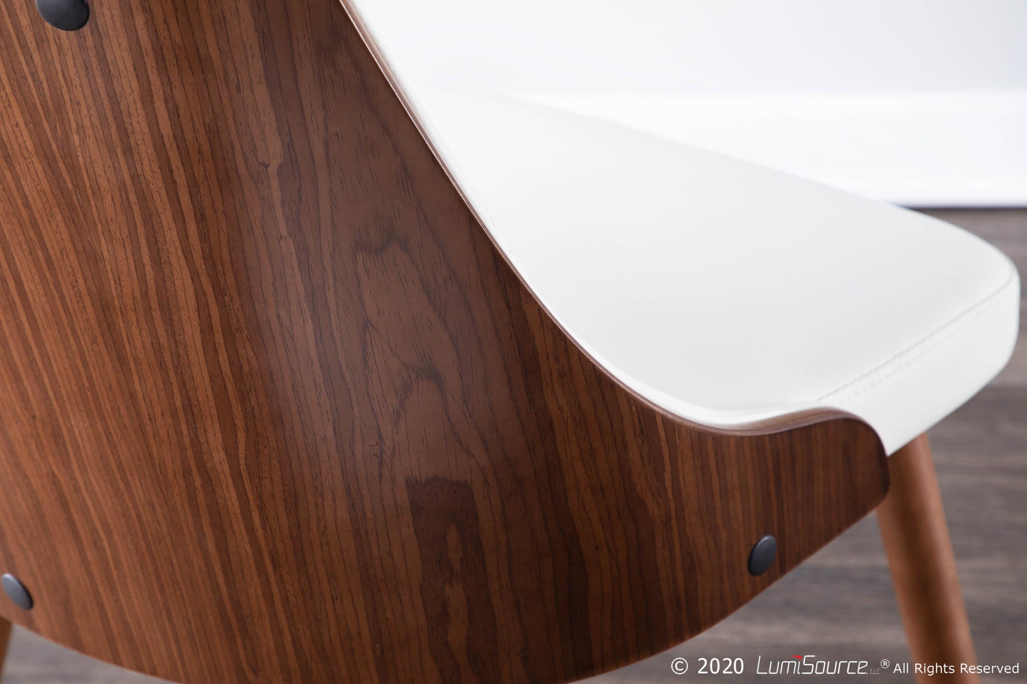 Gianna Walnut and White Faux Leather Mid-Century Modern Chair 6 Gianna Walnut and White Faux Leather Mid-Century Modern Chair - Image 6
