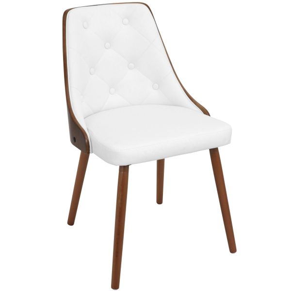 Gianna Walnut and White Faux Leather Mid Century Modern Chair 8