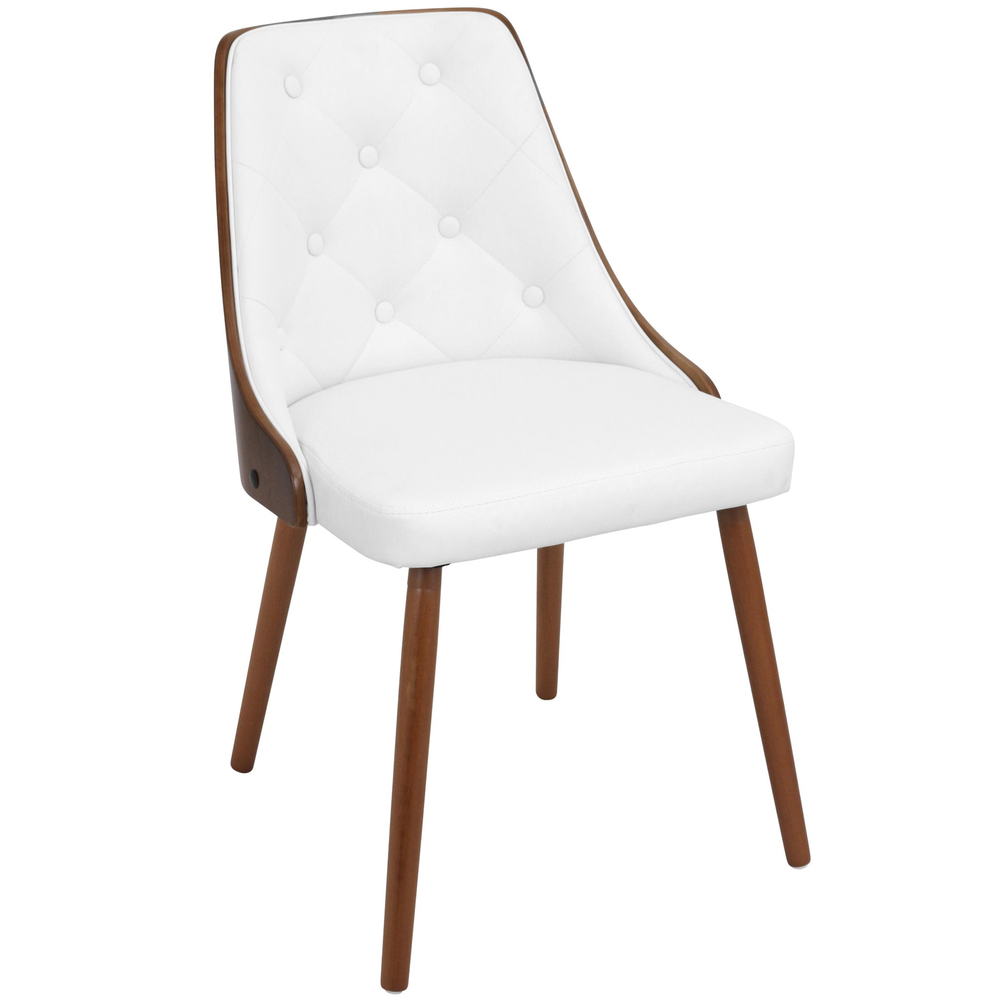 Gianna Walnut and White Faux Leather Mid-Century Modern Chair 8 Gianna Walnut and White Faux Leather Mid-Century Modern Chair - Image 8