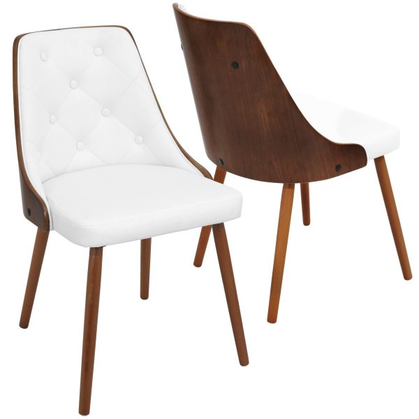 Gianna Walnut and White Faux Leather Mid Century Modern Chair 9