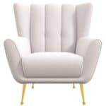 Cream Boucle Tufted Armchair with Gold Legs