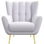 Grey Tufted Boucle Armchair with Gold Legs 8 Grey Tufted Boucle Armchair with Gold Legs