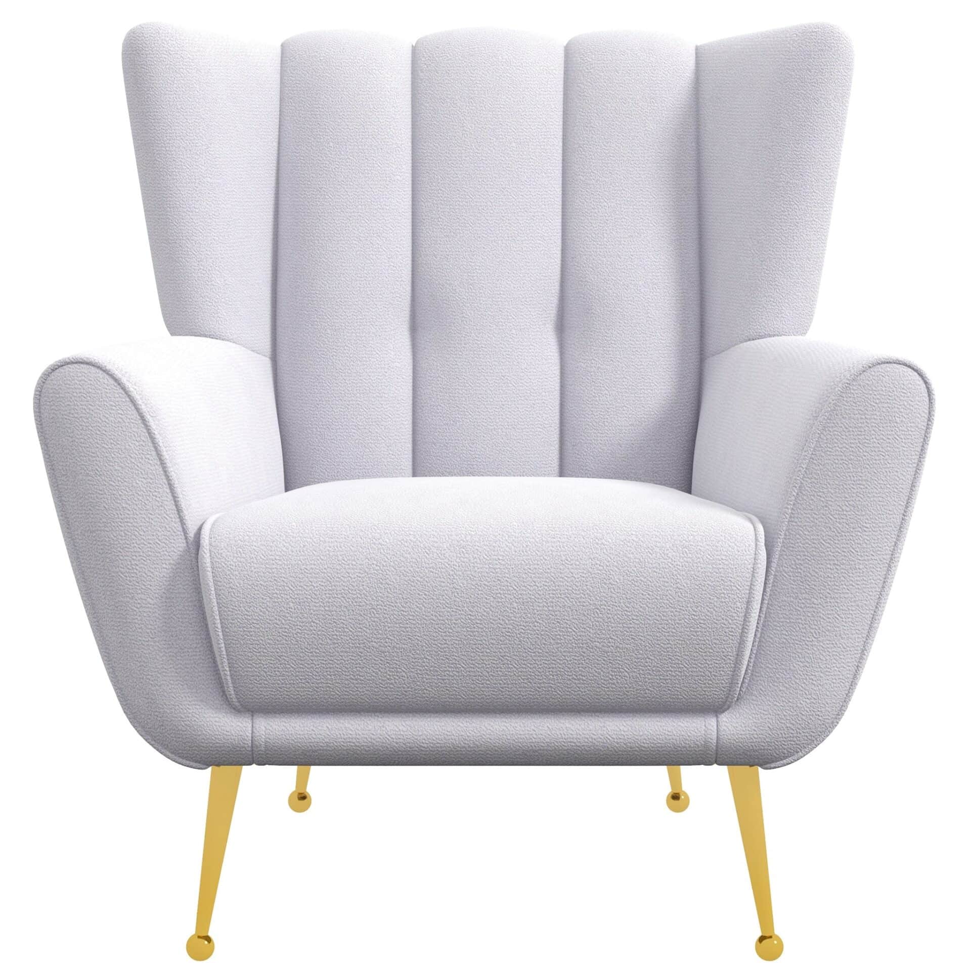 Grey Tufted Boucle Armchair with Gold Legs 1 Grey Tufted Boucle Armchair with Gold Legs