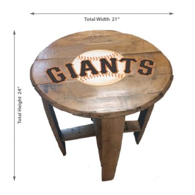 Giants MLB Oak Whiskey Barrel End Table