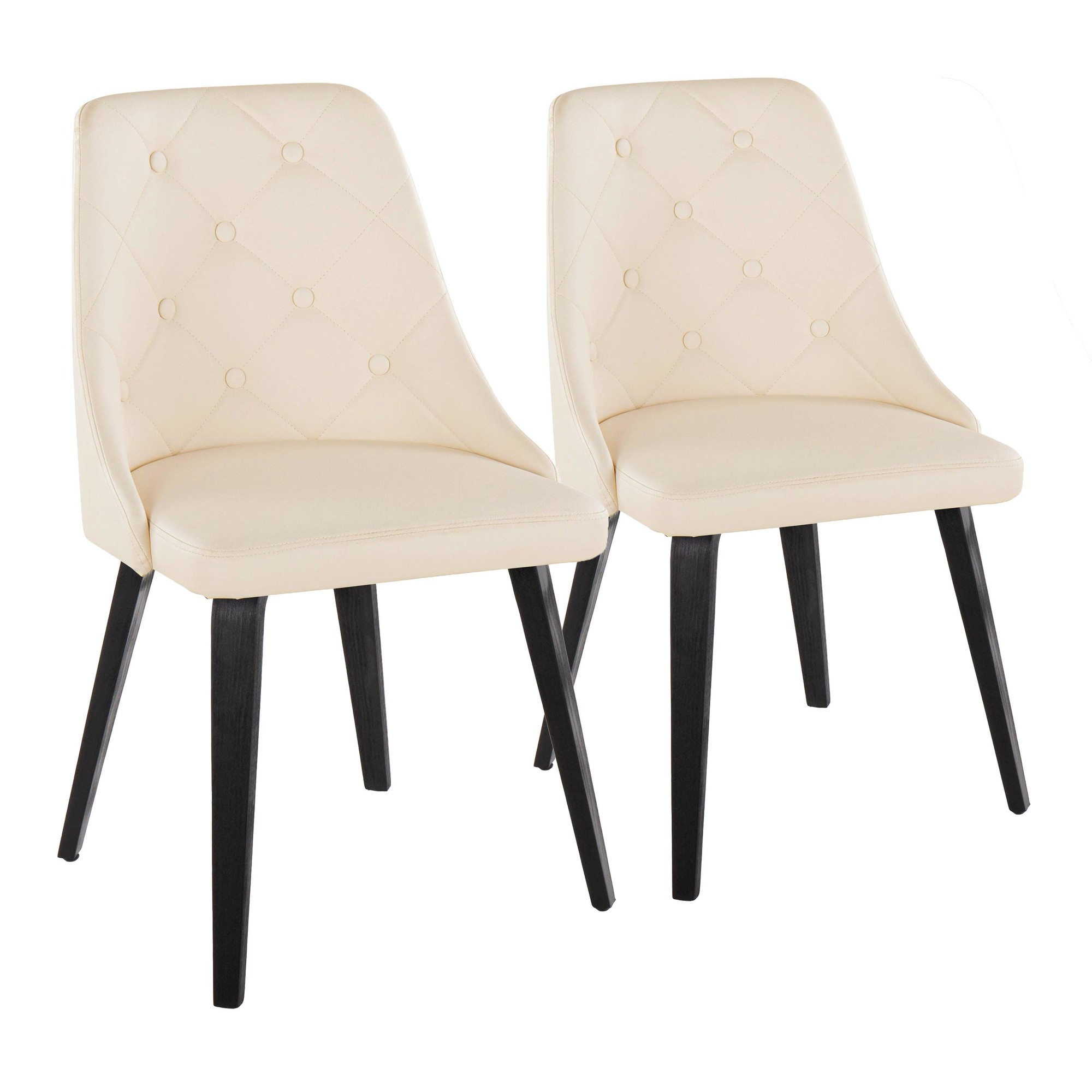 Giovanni Black Wood Cream Contemporary Dining Chairs (Set of 2) 1 Giovanni Black Wood Cream Contemporary Dining Chairs (Set of 2)