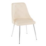 Giovanni Cream Faux Leather Chrome Contemporary Accent Chairs (Set of 2)