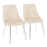 Giovanni Cream Faux Leather Chrome Contemporary Accent Chairs (Set of 2)