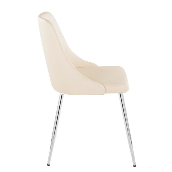 Giovanni Cream Faux Leather Chrome Contemporary Accent Chairs Set of 2 2