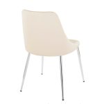 Giovanni Cream Faux Leather Chrome Contemporary Accent Chairs (Set of 2)