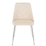 Giovanni Cream Faux Leather Chrome Contemporary Accent Chairs (Set of 2)