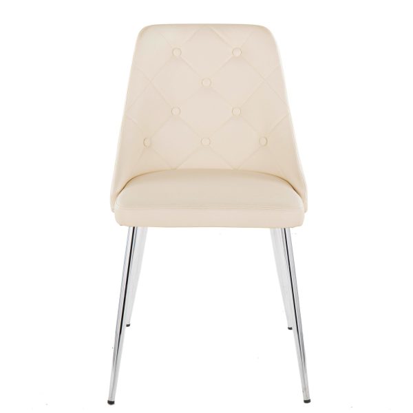 Giovanni Cream Faux Leather Chrome Contemporary Accent Chairs Set of 2 4
