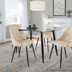 Giovanni Cream Faux Leather Contemporary Accent Chair (Set of 2)