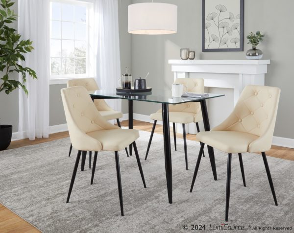 Giovanni Cream Faux Leather Contemporary Accent Chair Set of 2