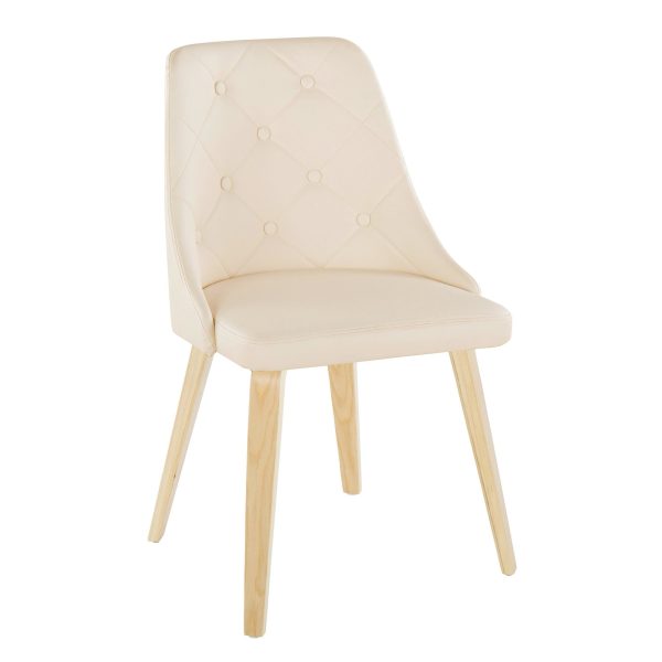 Giovanni Cream Faux Leather Contemporary Accent Chairs Set of 2 1