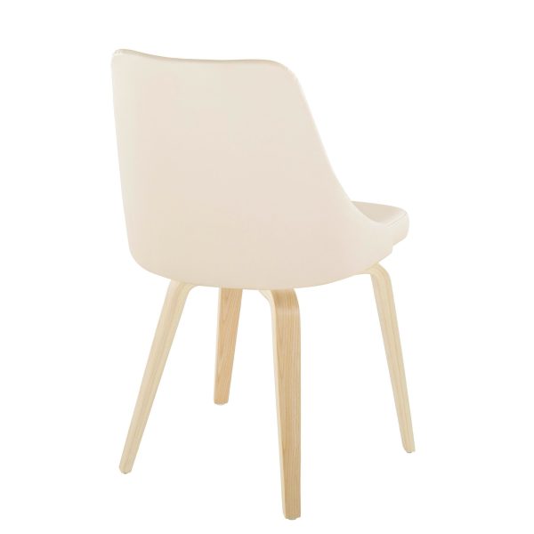 Giovanni Cream Faux Leather Contemporary Accent Chairs Set of 2 3