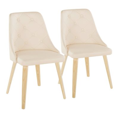 Giovanni Cream Faux Leather Contemporary Accent Chairs (Set of 2)