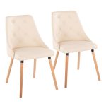 Giovanni Cream Faux Leather Contemporary Accent/Dining Chairs (Set of 2)