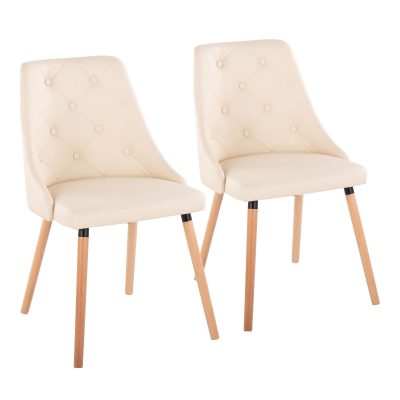 Giovanni Cream Faux Leather Contemporary Accent/Dining Chairs (Set of 2)