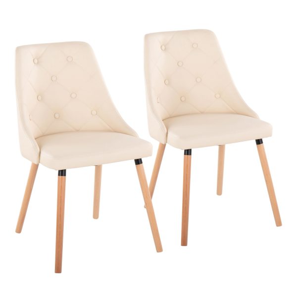Giovanni Cream Faux Leather Contemporary AccentDining Chairs Set of 2