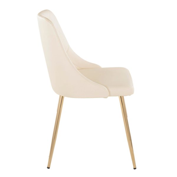 Giovanni Gold Cream Contemporary Accent Dining Chairs Set of 2 2