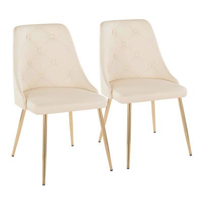Giovanni Gold Cream Contemporary Accent Dining Chairs (Set of 2)