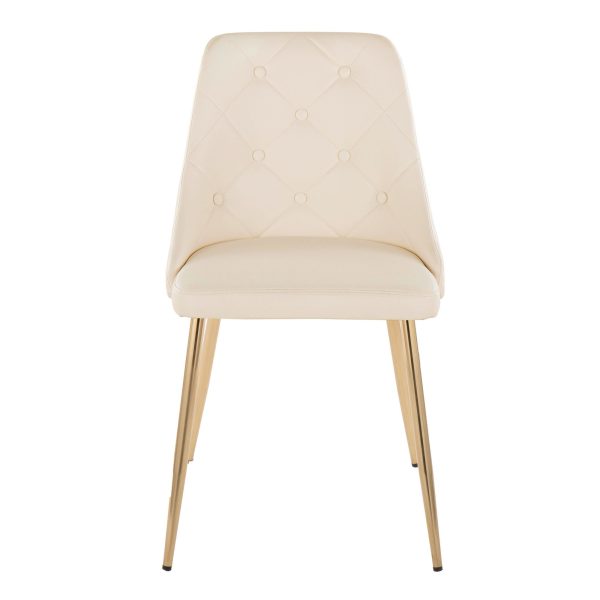 Giovanni Gold Cream Contemporary Accent Dining Chairs Set of 2 5