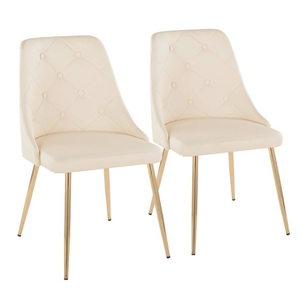 Giovanni Gold Cream Contemporary Accent Dining Chairs Set of 2